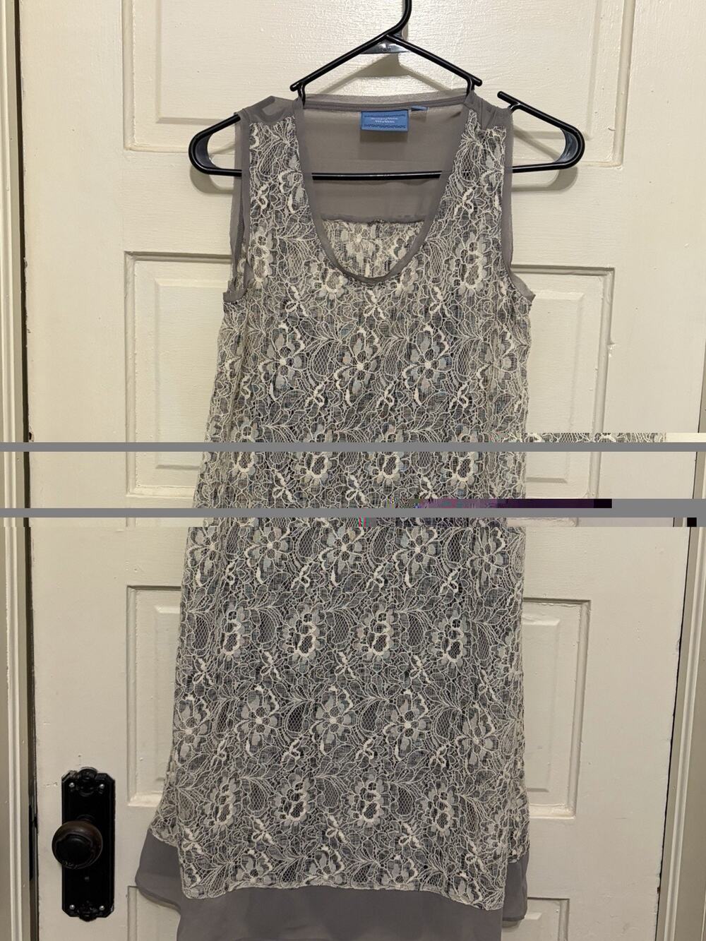 Simply Vera Vera Wang Sleeveless Lace Overlay Shift Dress Gray Floral Women’s S
